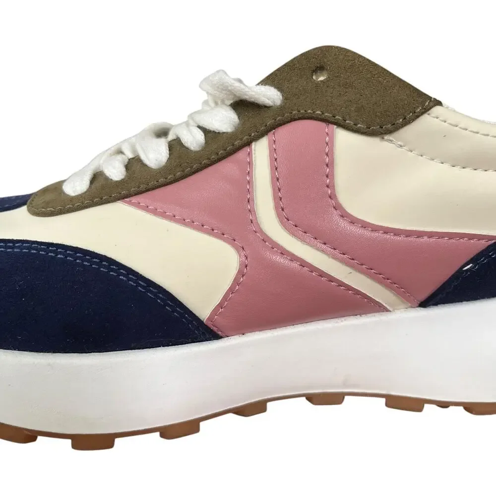 Steve Madden Escapade Sporty Sneaker Navy Pink Green Cream Women's 8.5 - Picture 4 of 9